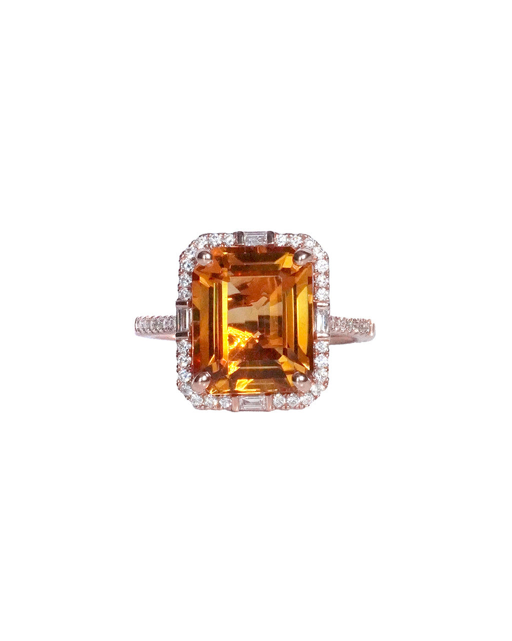 Emerald Citrine Halo Ring