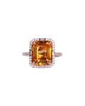 Emerald Citrine Halo Ring