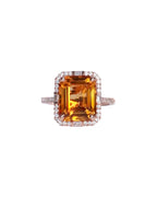 Emerald Citrine Halo Ring