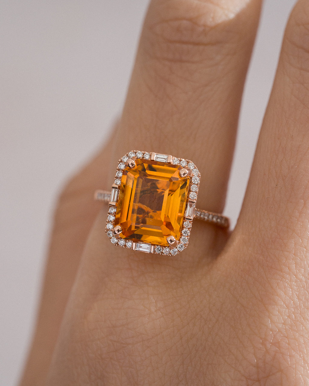 Emerald Citrine Halo Ring