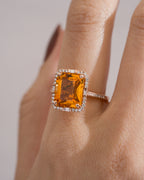 Emerald Citrine Halo Ring