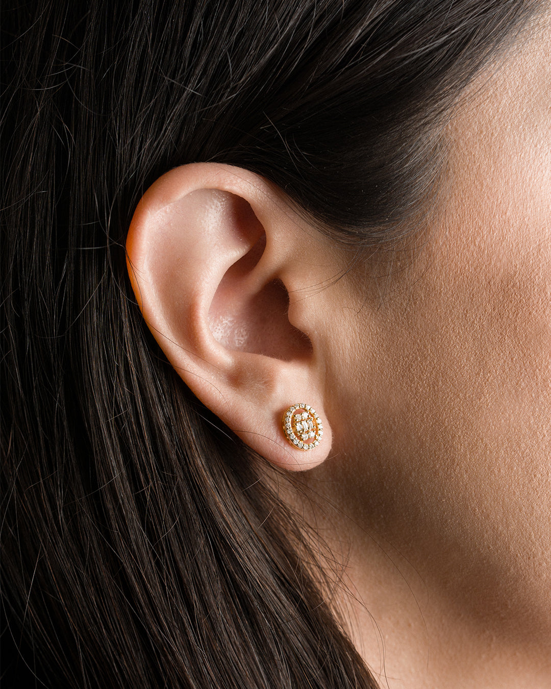 Oval Halo Diamond Studs