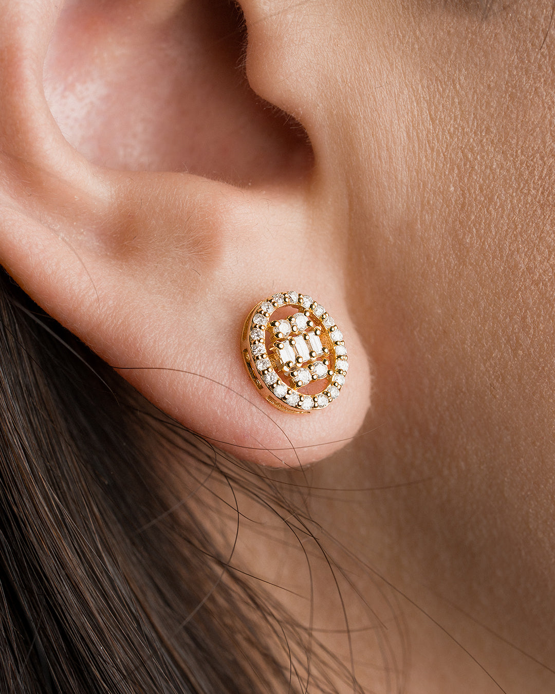 Oval Halo Diamond Studs