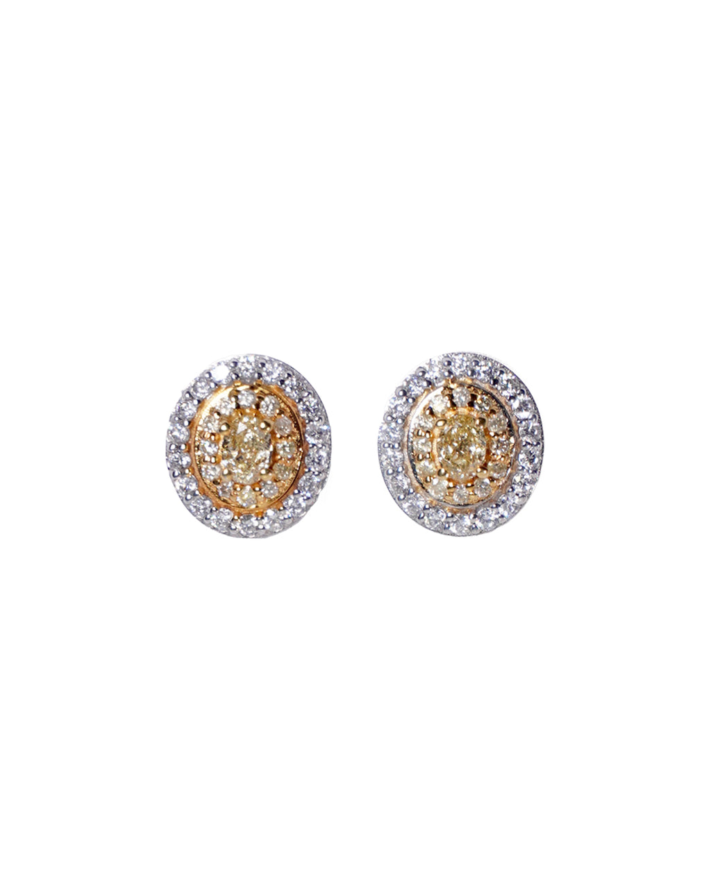Yellow Diamond Halo Studs