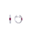 Ruby Baguette Diamond Huggies