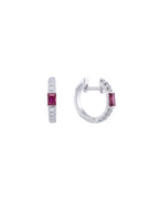 Ruby Baguette Diamond Huggies