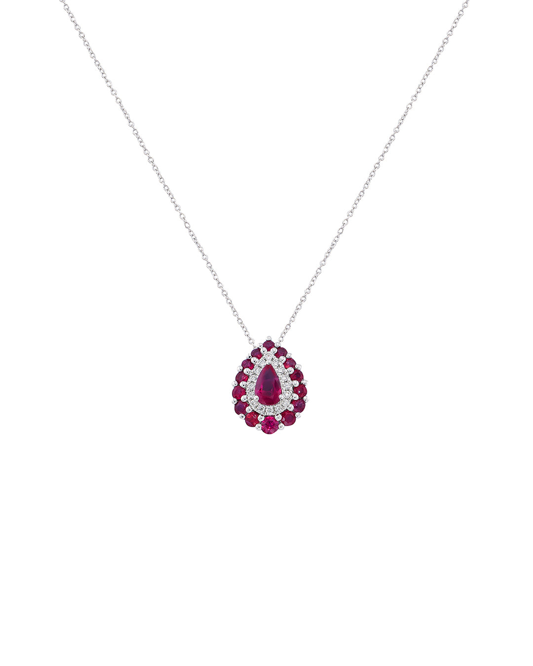 Ruby Double Halo Necklace