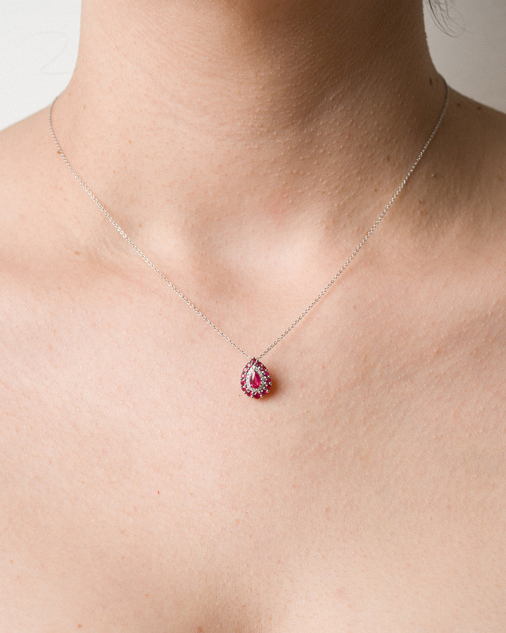 Ruby Double Halo Necklace