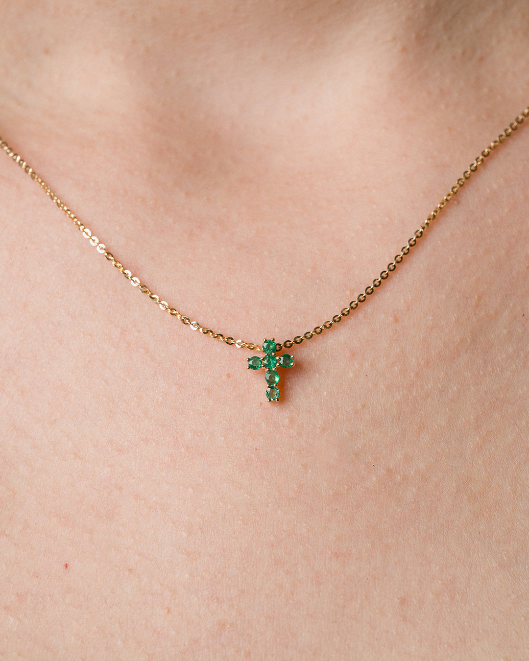 Emerald Cross Necklace