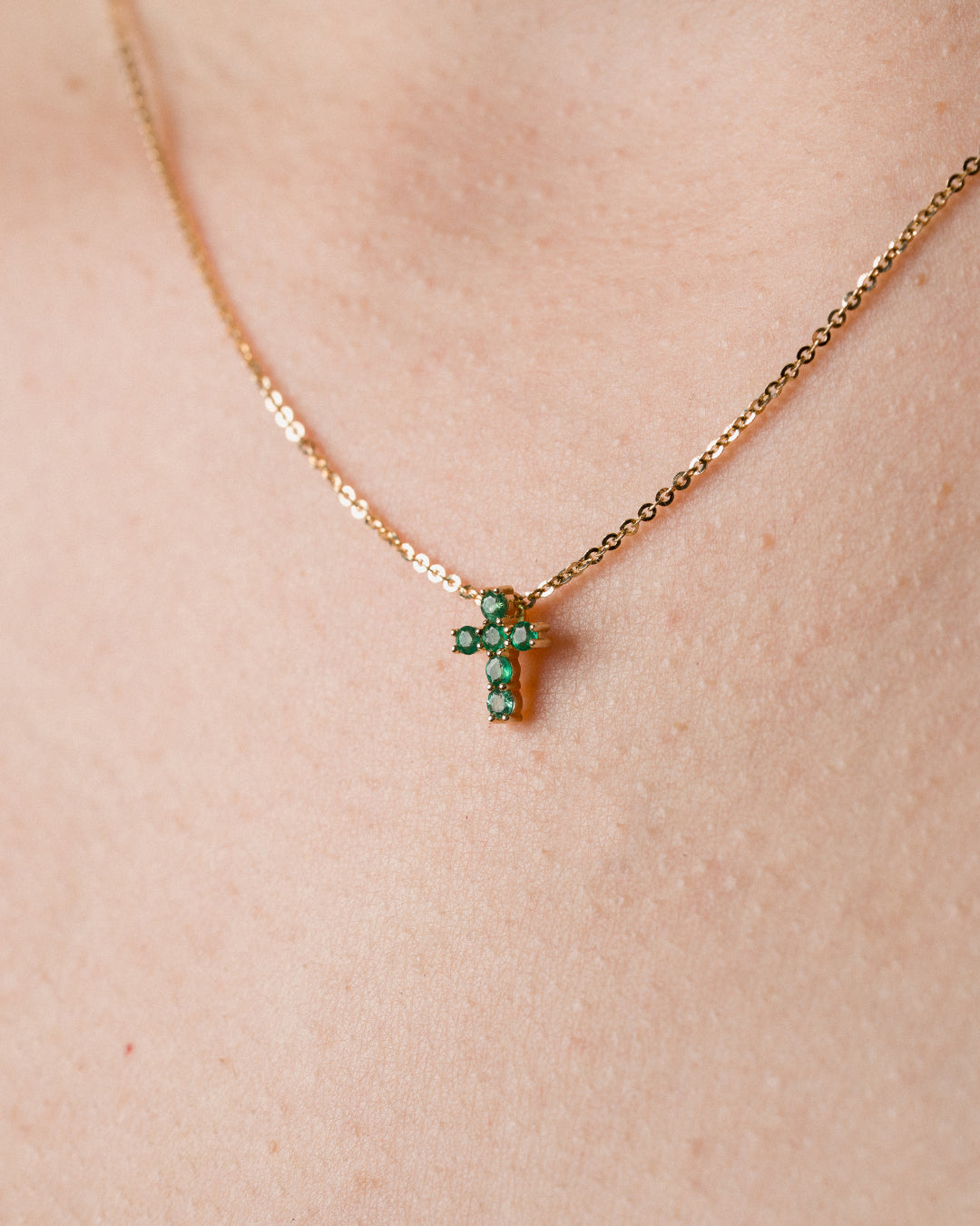 Emerald Cross Necklace