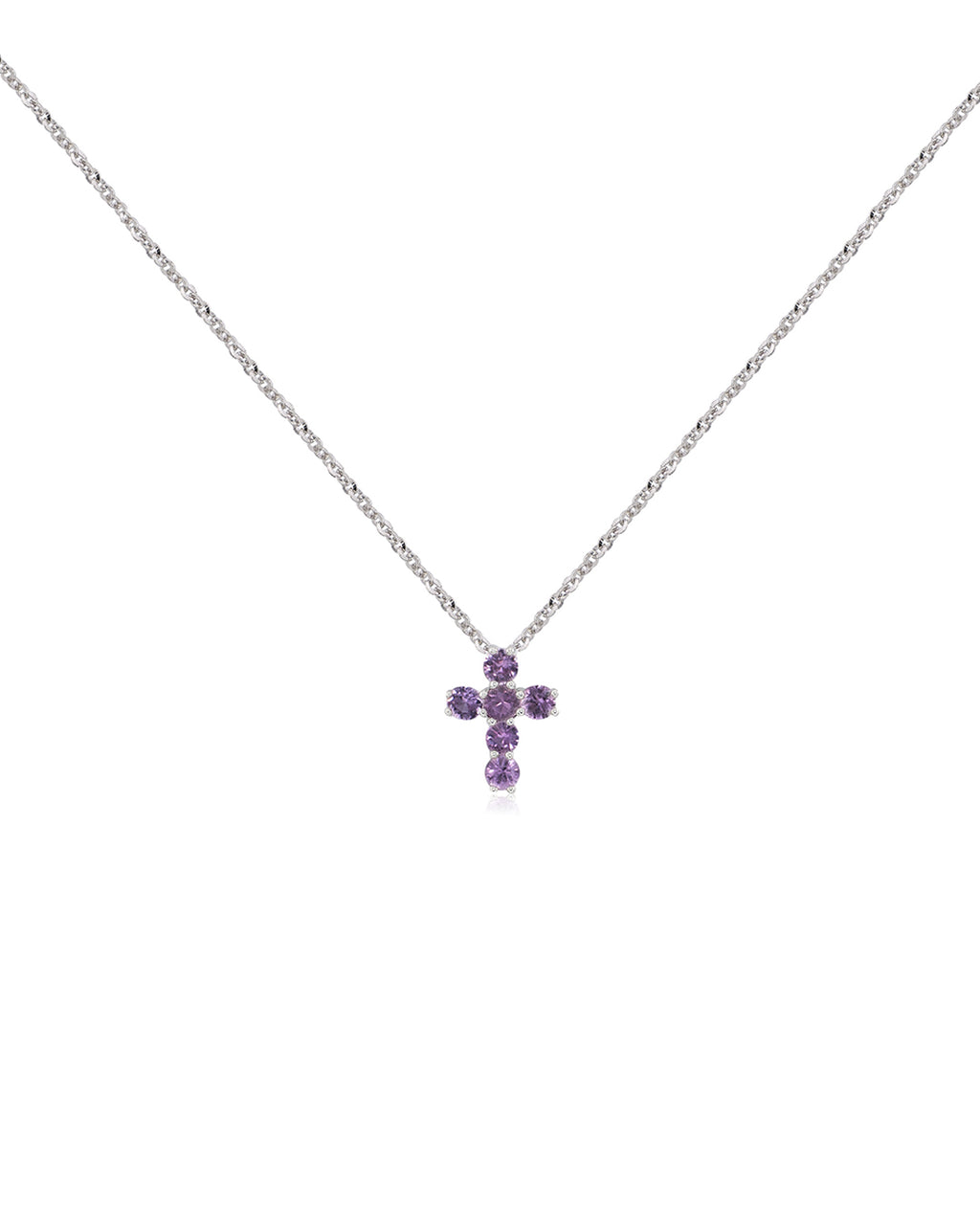 Pink Sapphire Cross Necklace