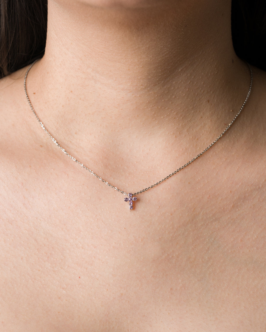 Pink Sapphire Cross Necklace