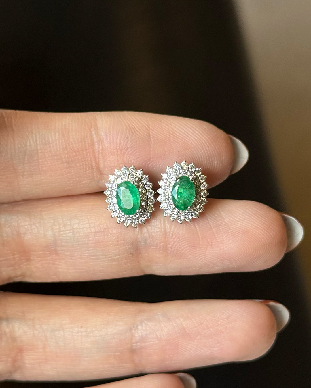 Aretes Emerald Doble Halo