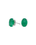 Aretes Oval Solitario Esmeralda