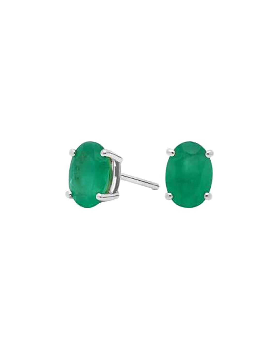 Aretes Oval Solitario Esmeralda