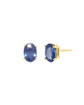 Aretes Solitario Zafiro Oval