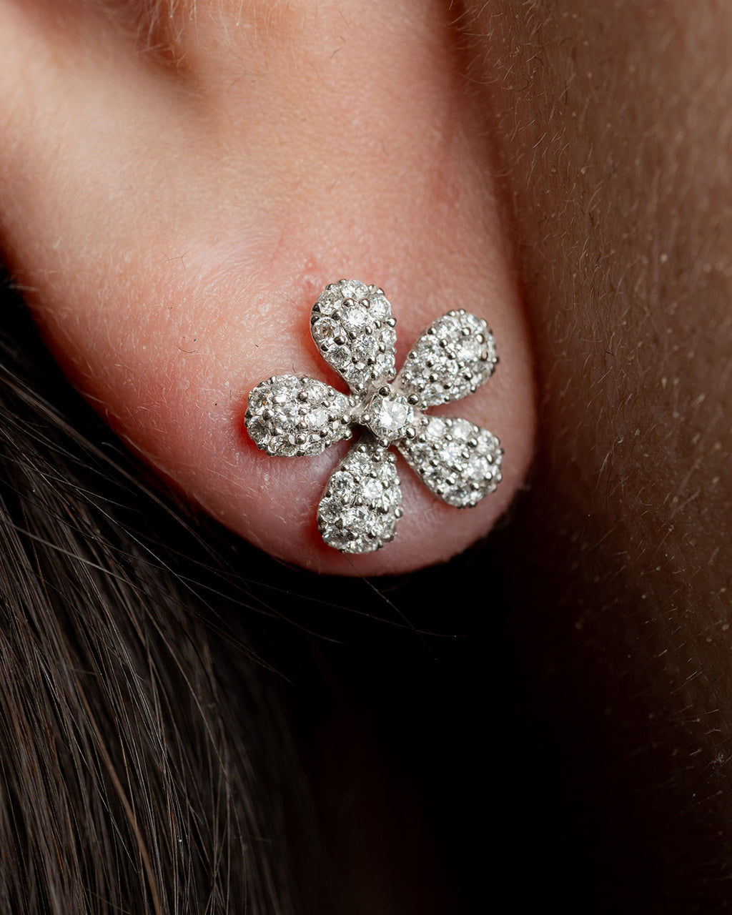 Aretes Fleur Pavé