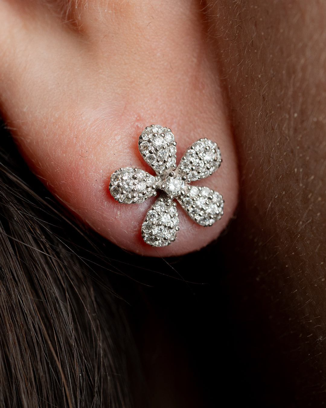 Aretes Fleur Pavé