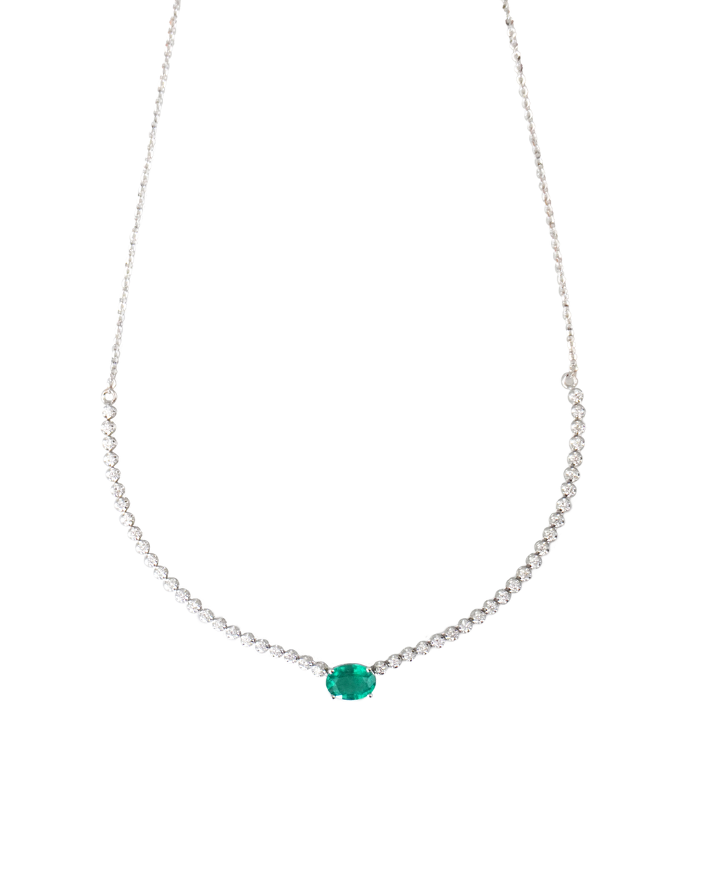 Collar Medio Tennis de Diamantes con Esmeralda