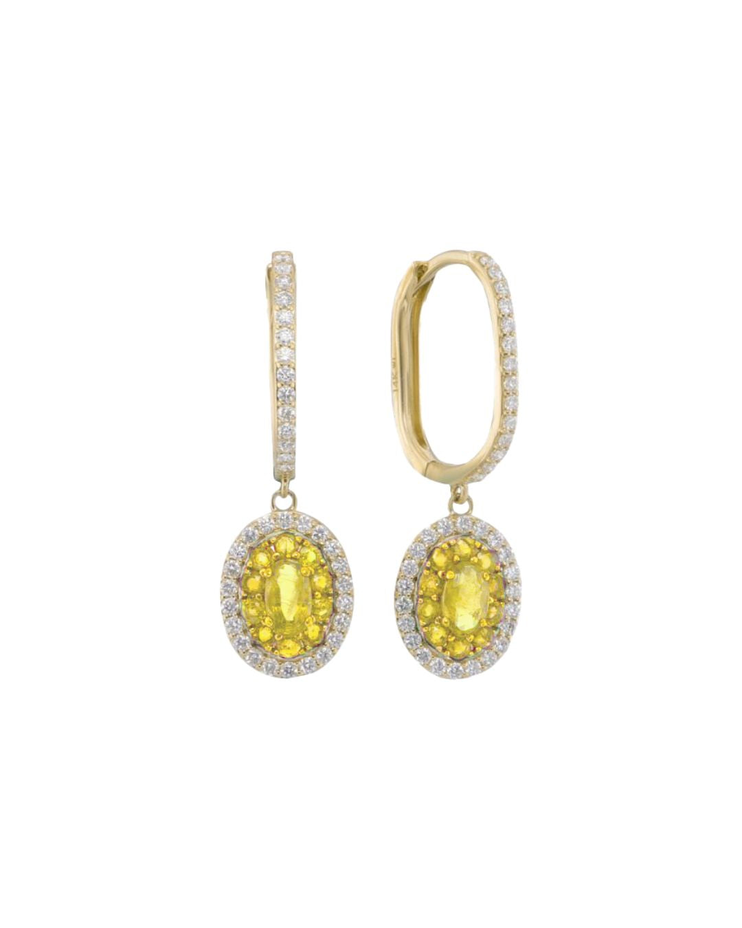 Yellow Sapphire Diamond Drop Earrings