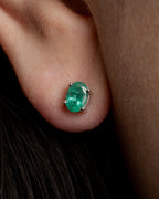 Aretes Oval Solitario Esmeralda