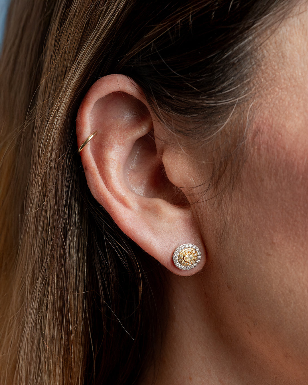 Yellow Diamond Halo Studs