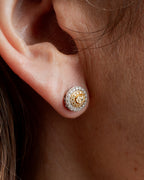 Yellow Diamond Halo Studs