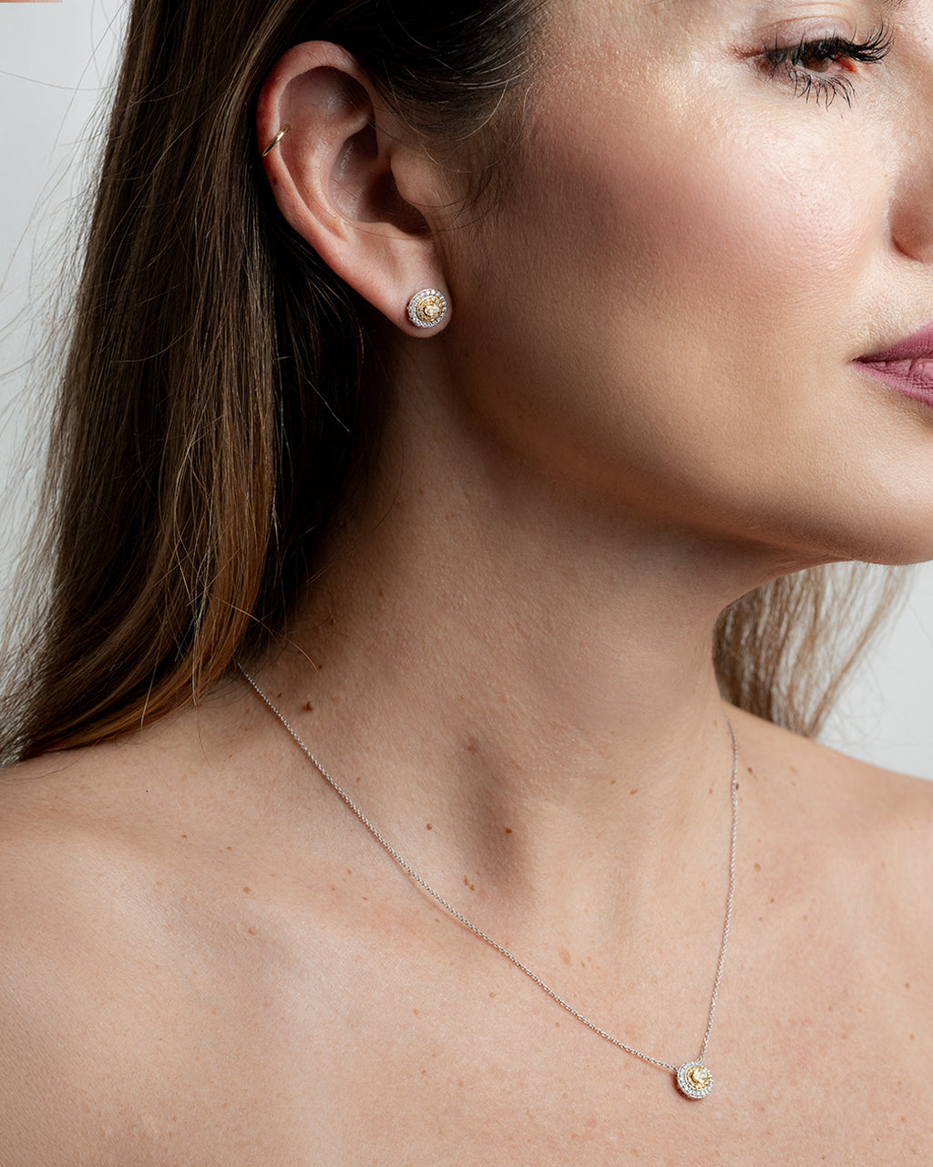 Yellow Diamond Halo Studs