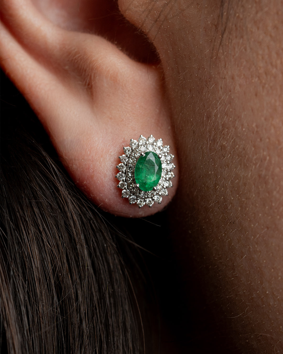 Aretes Emerald Doble Halo