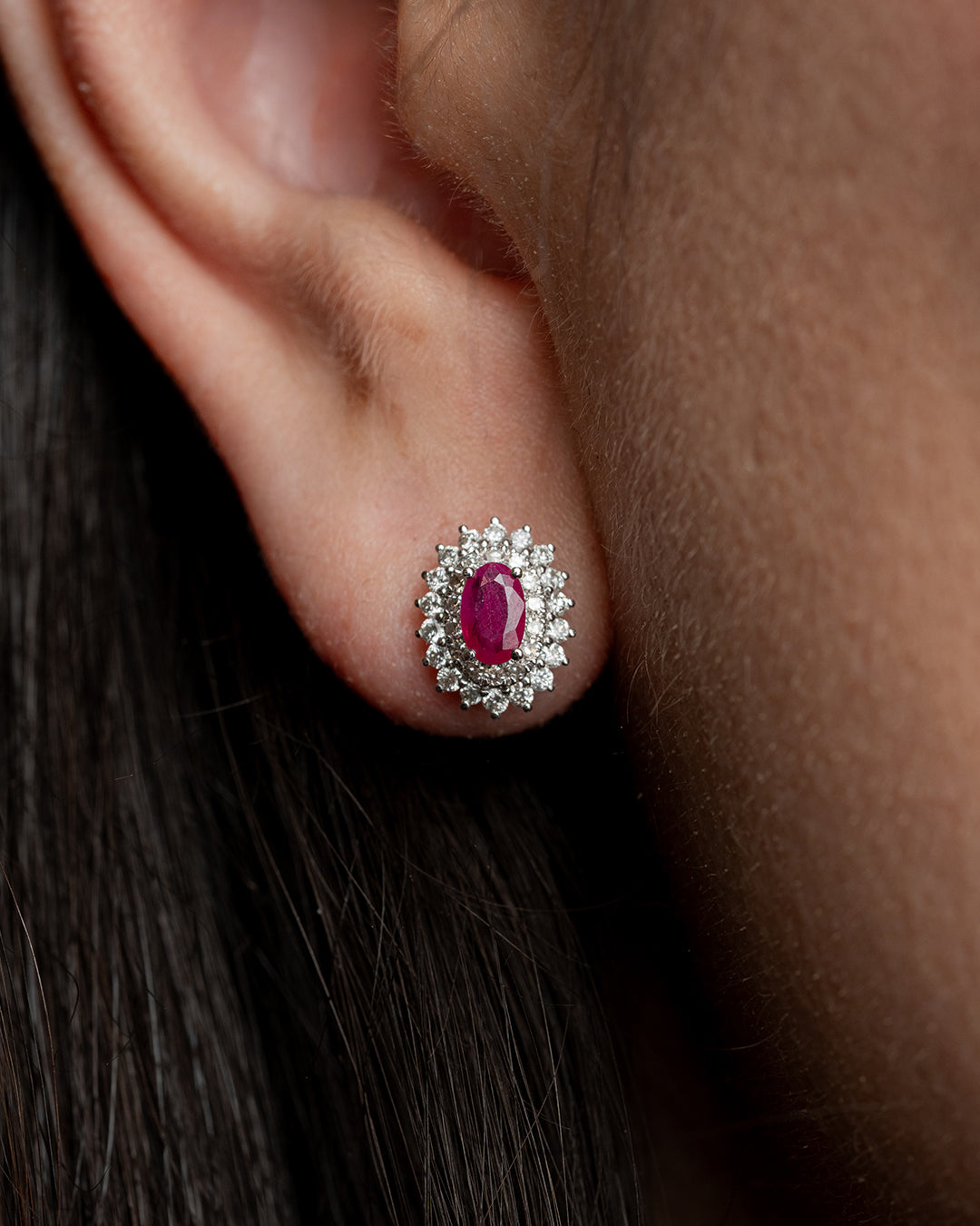 Aretes Lina Rubí Halo