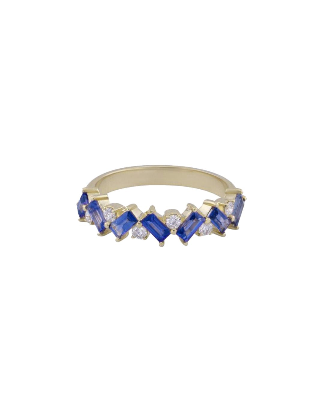 Anillo de zigzag de zafiros
