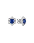 Aretes Flor Zafiros y Diamantes