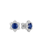 Aretes Flor Zafiros y Diamantes