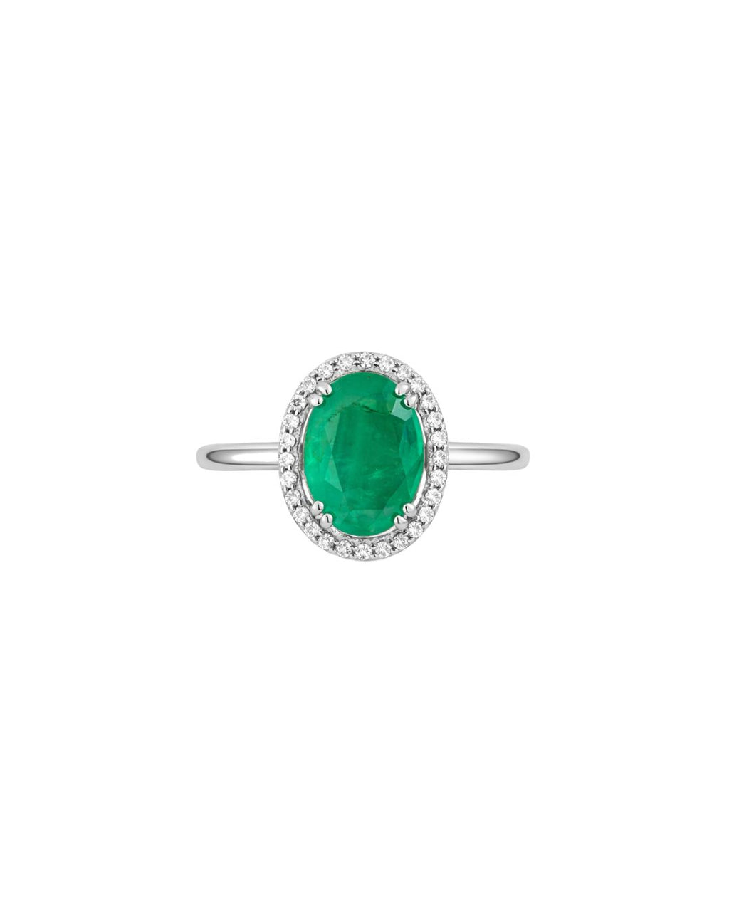 Anillo Esmeralda Oval con Halo de Diamantes