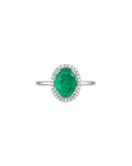 Anillo Esmeralda Oval con Halo de Diamantes