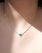 Collar Medio Tennis de Diamantes con Esmeralda