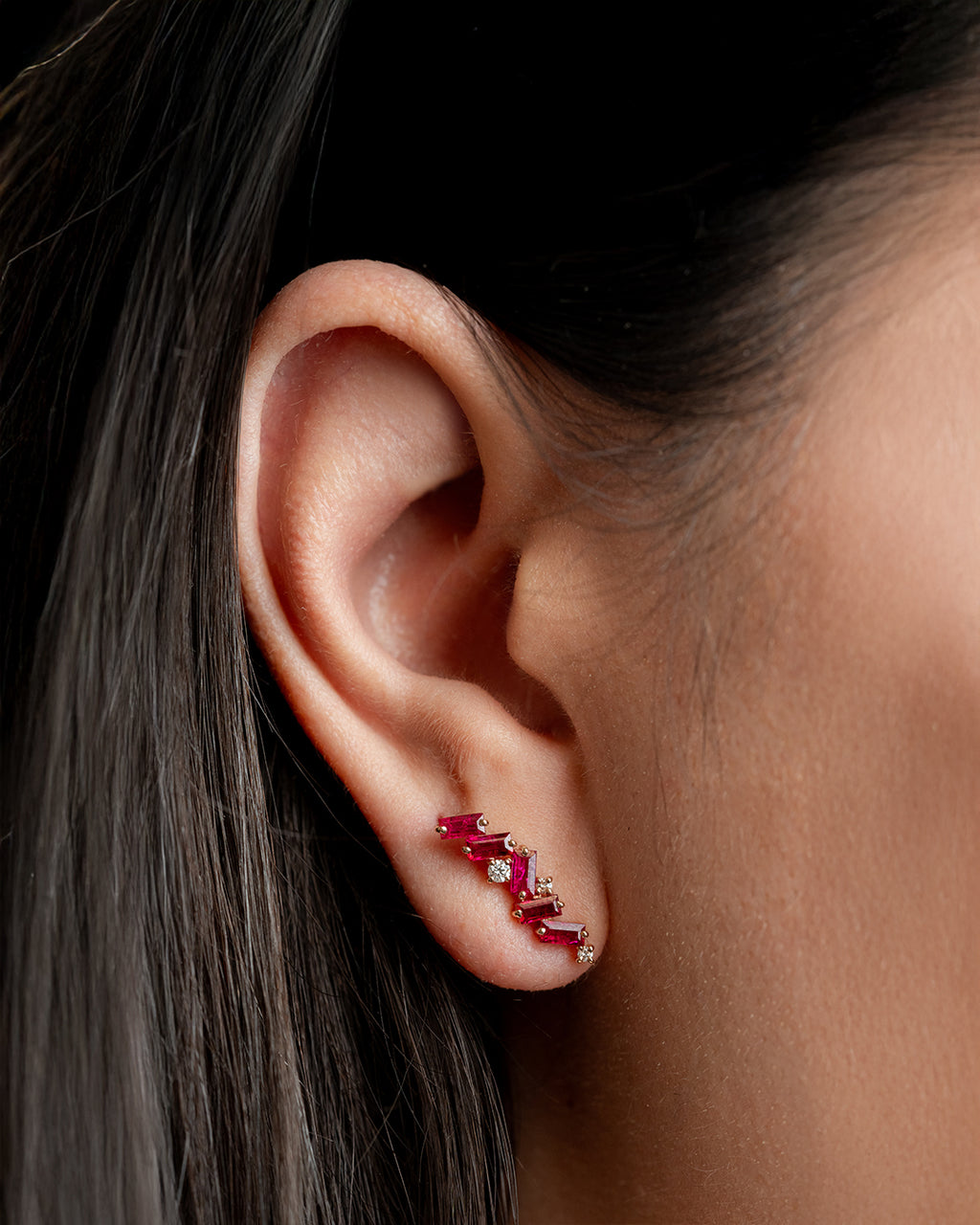Aretes Ruby Baguette Cascade
