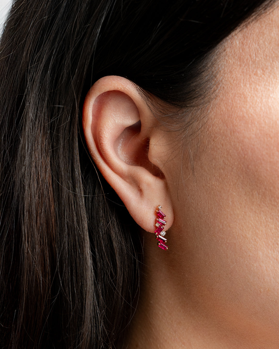 Aretes Ruby Baguette Cascade