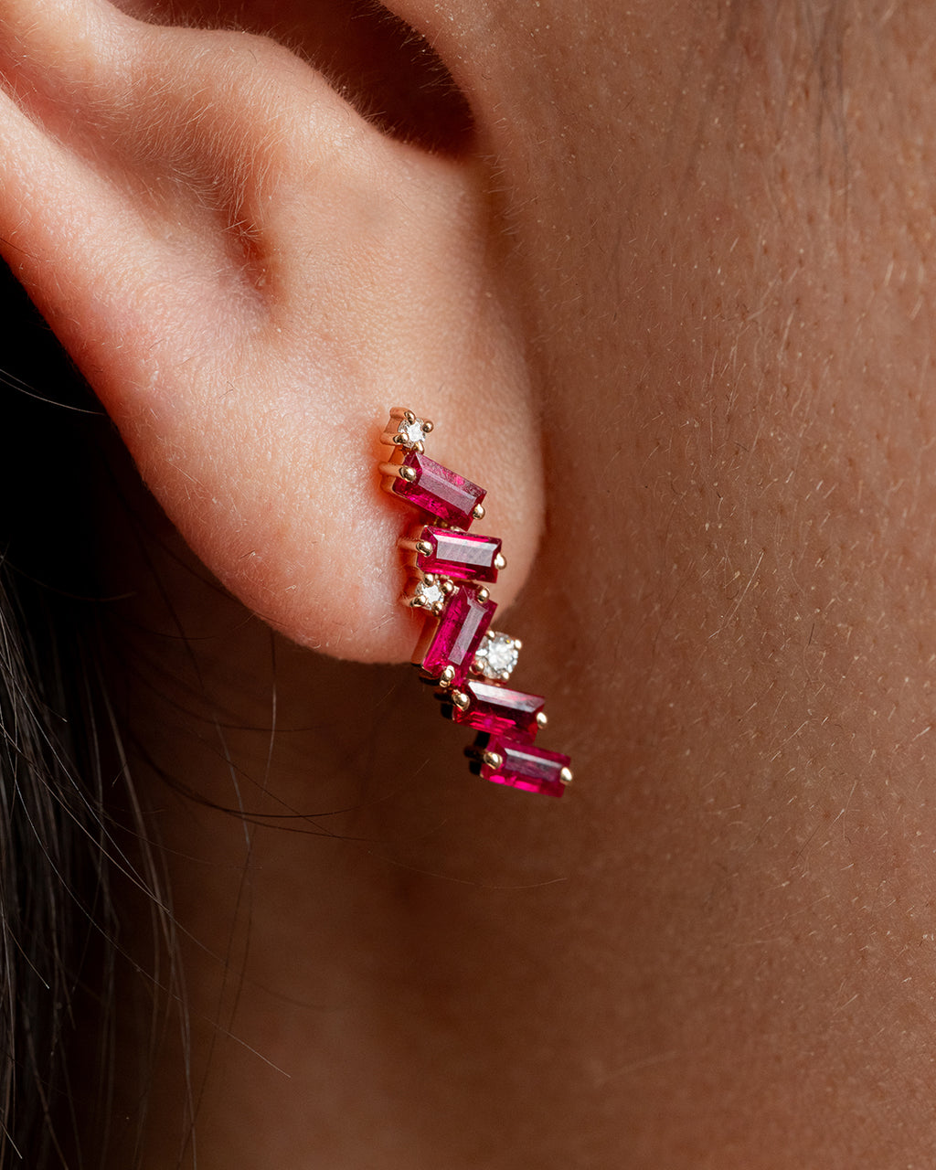 Aretes Ruby Baguette Cascade