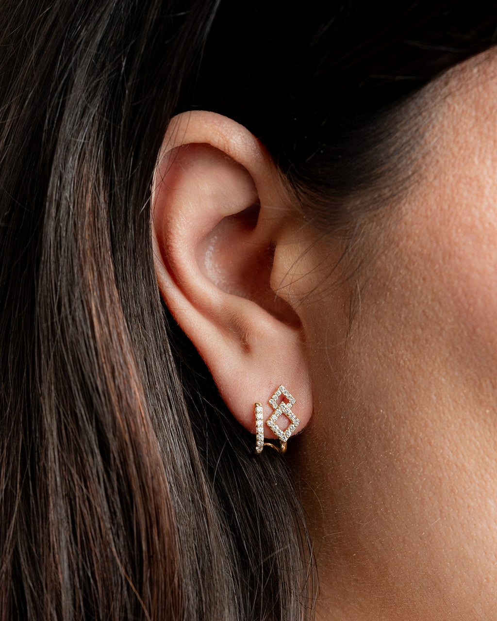 Geometric Diamond Ear Jackets