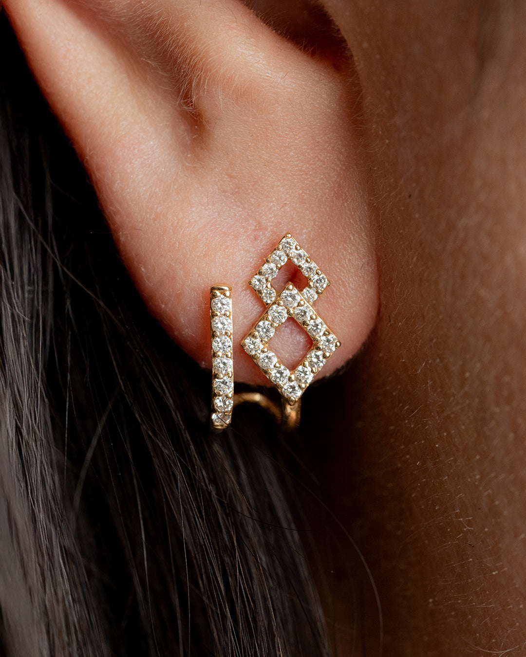 Geometric Diamond Ear Jackets