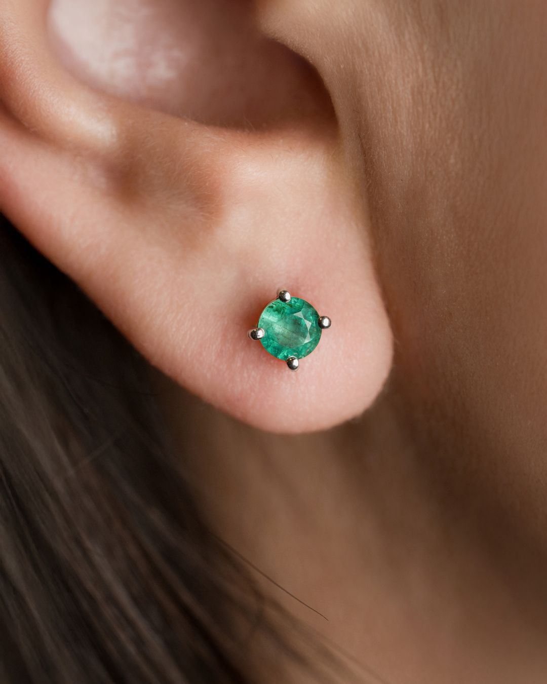 Aretes Solitario Esmeralda