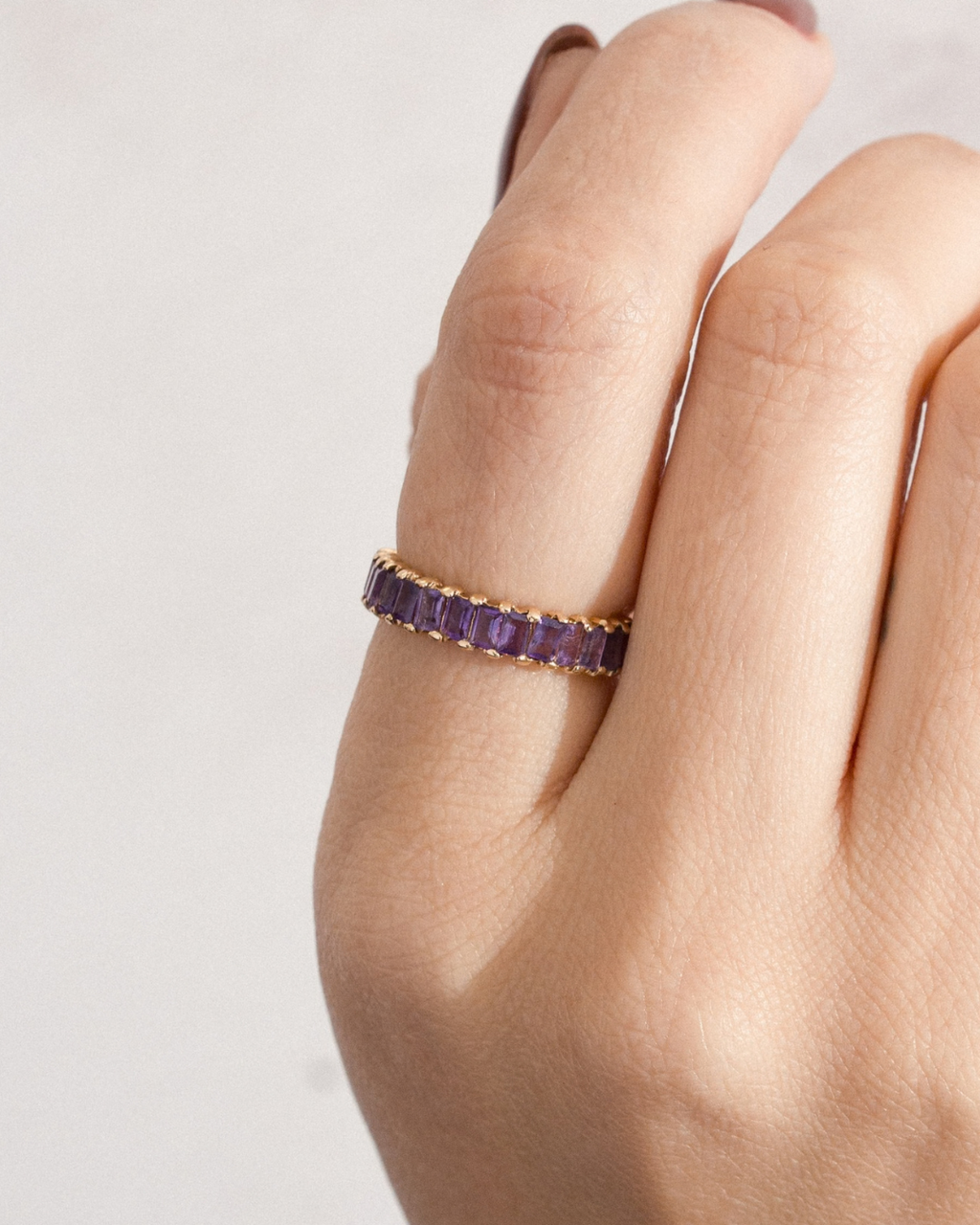 Amethyst Half Eternity Band