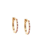 Ruby & Diamond Pavé Huggies