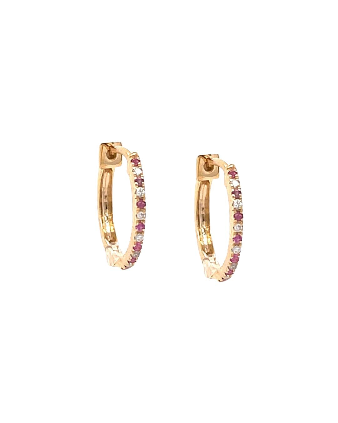 Ruby & Diamond Pavé Huggies