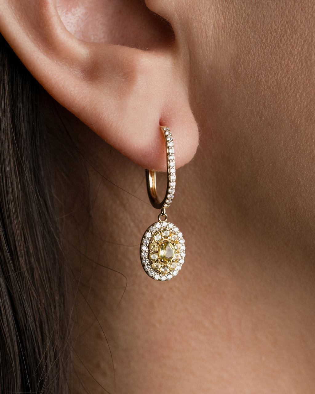 Yellow Sapphire Diamond Drop Earrings