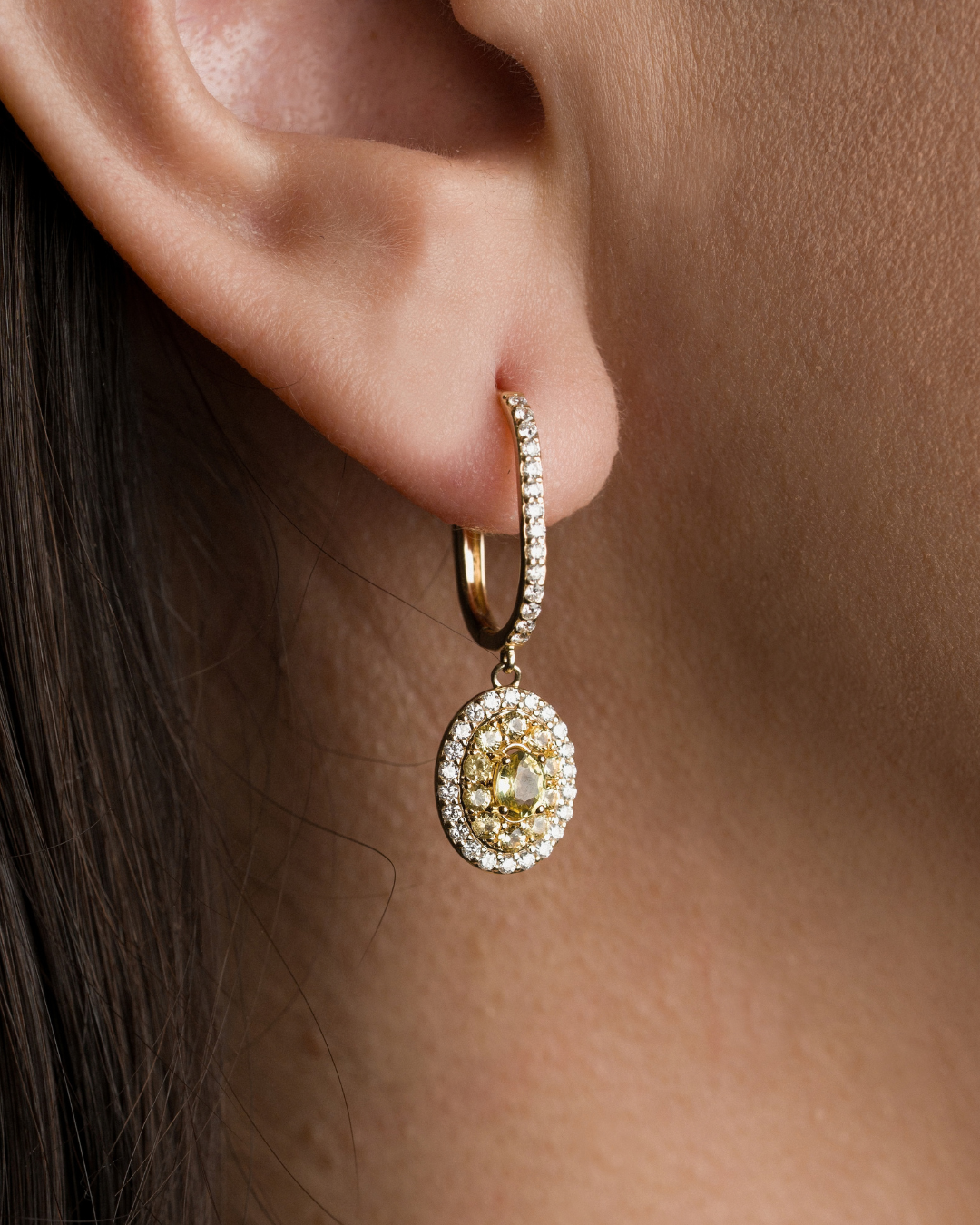 Yellow Sapphire Diamond Drop Earrings