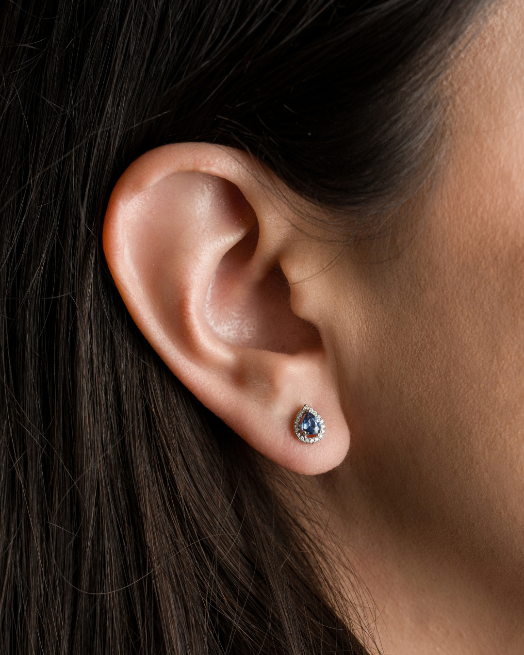 Pear-Cut Sapphire Diamond Studs